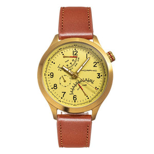 Morphic M44 Series Dual-Time Leather-Band Watch w/ Retrograde Date