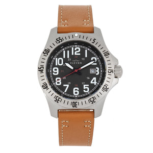 Elevon Aviator Leather-Band Watch w/Date - Camel/Black - ELE120-15