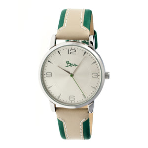 Boum Contraire Two-Tone Leather-Band Ladies Watch - Silver/Green - BOUBM2204