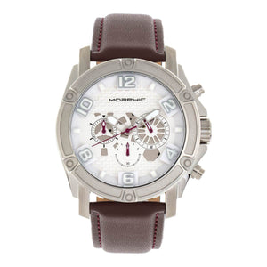Morphic M73 Series Chronograph Leather-Band Watch - Silver - MPH7301