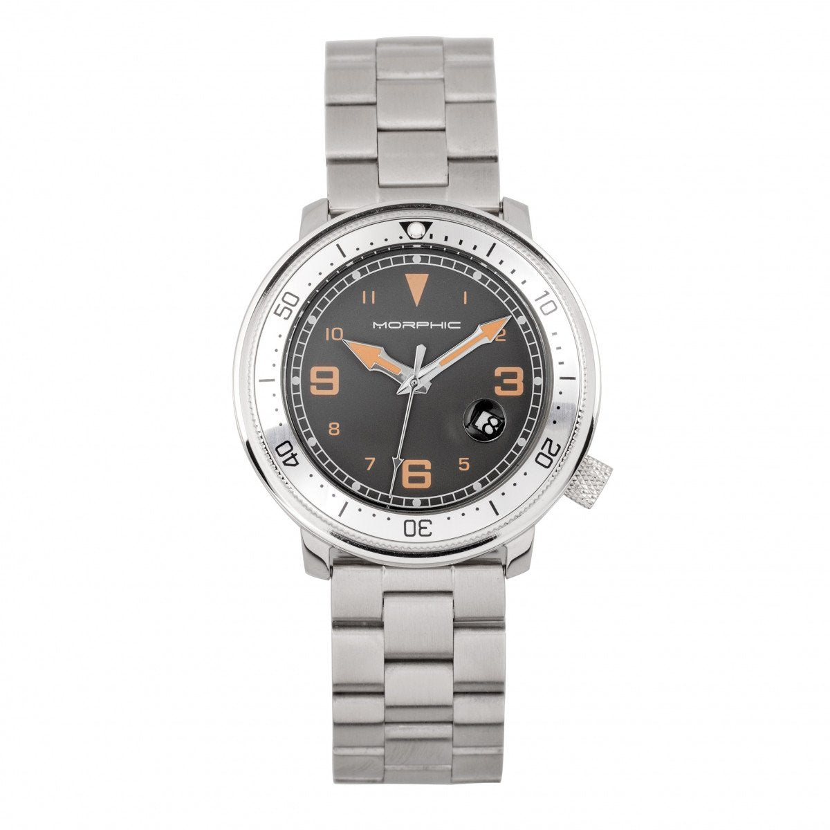 Morphic M74 Series Bracelet Watch w/Magnified Date Display - Gunmetal/Silver/Brown - MPH7402
