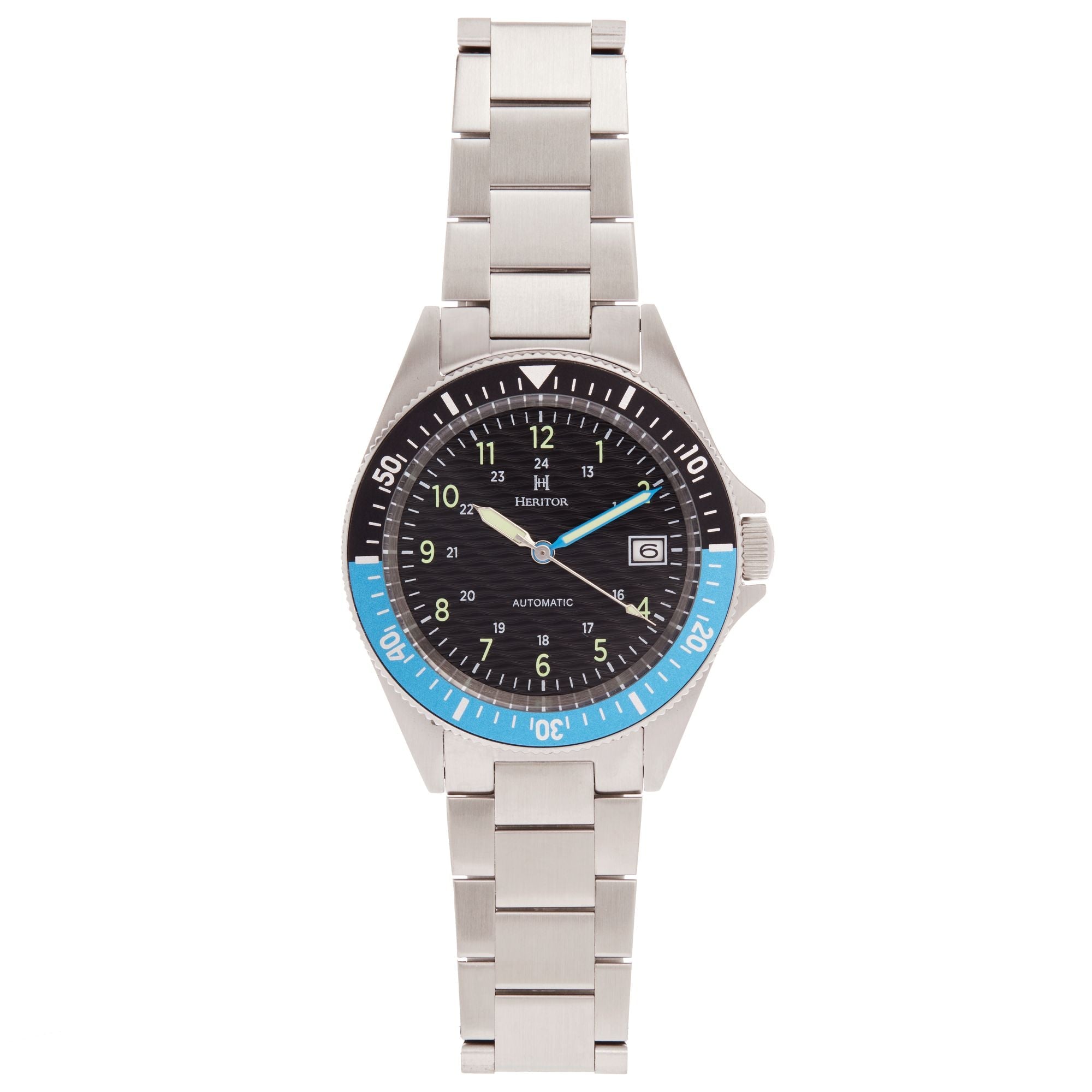 Heritor Automatic Calder Bracelet Watch w/Date - Silver/Black-Blue - HERHS2804