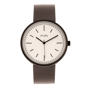 Simplify The 3000 Leather-Band Watch - Charcoal - SIM3008