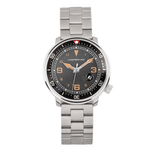 Morphic M74 Series Bracelet Watch w/Magnified Date Display - Gunmetal/Black & Silver/Brown - MPH7407