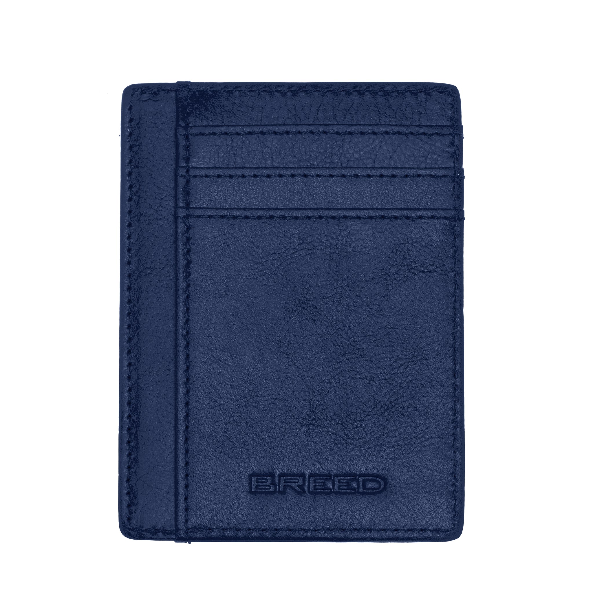 Breed Chase Genuine Leather Front Pocket Wallet - Navy - BRDWALL003-BLU