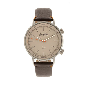 Simplify The 3300 Leather-Band Watch - Dark Brown/Grey - SIM3304