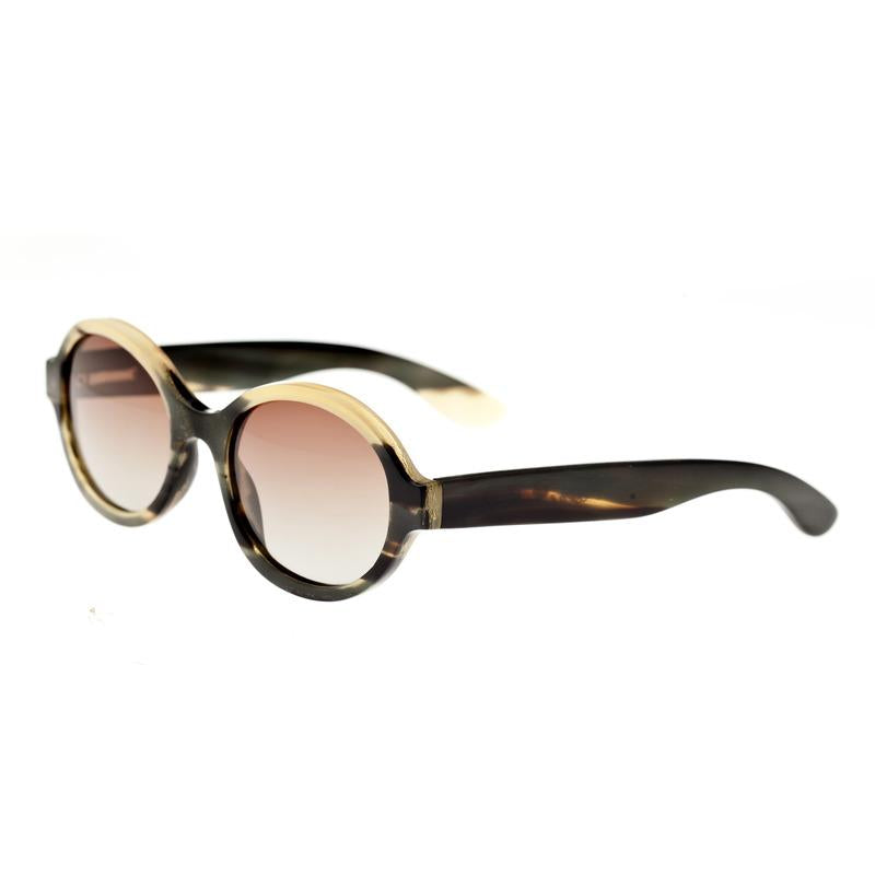 Bertha Laurel Buffalo-Horn Polarized Sunglasses - Black-Tan/Brown - BRSBR006M