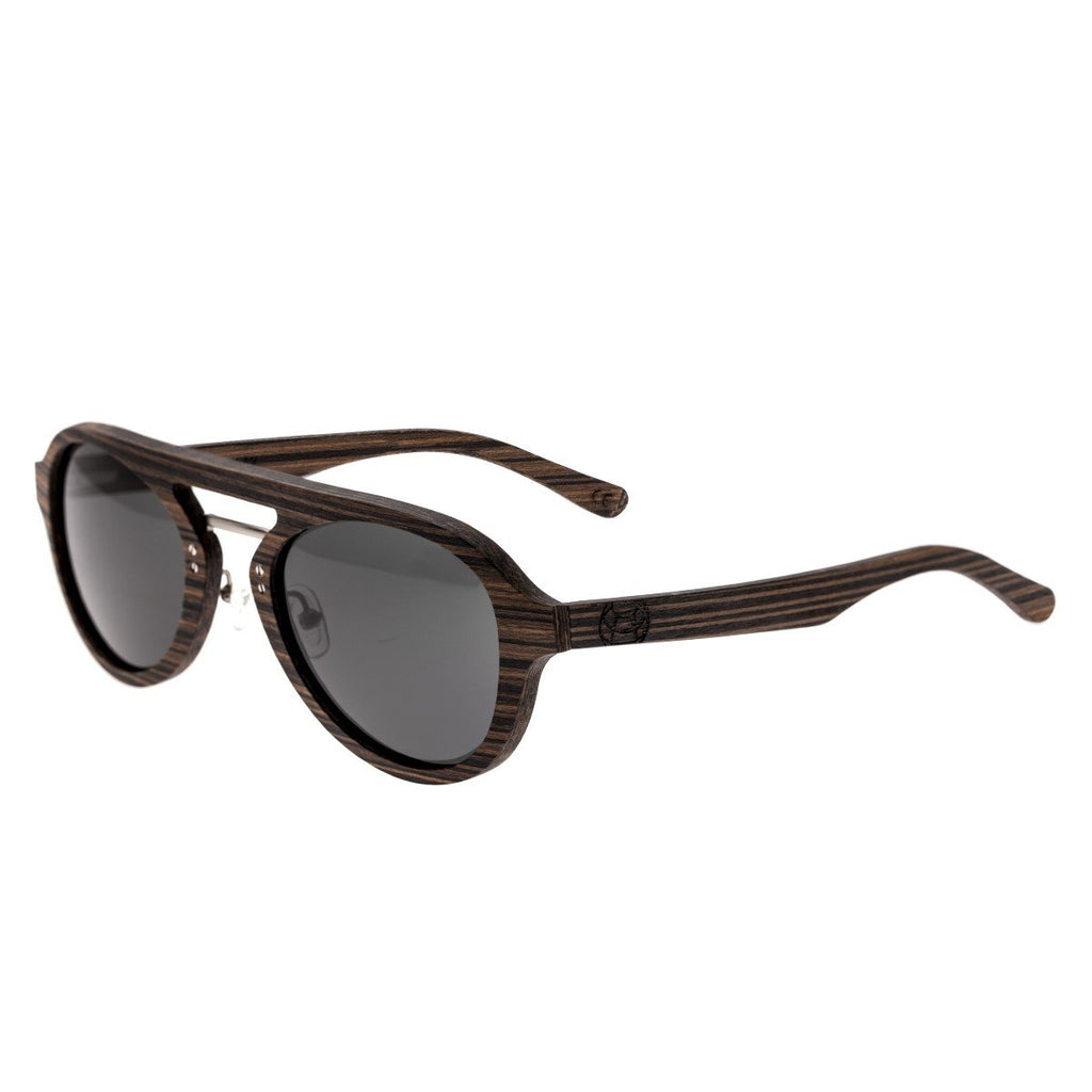 Earth Wood Cruz Polarized Sunglasses - Brown Stripe/Black - ESG023BK