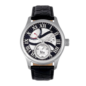 Reign Bhutan Leather-Band Automatic Watch - Silver/Black - REIRN1602