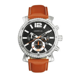 Morphic M89 Series Chronograph Leather-Band Watch w/Date