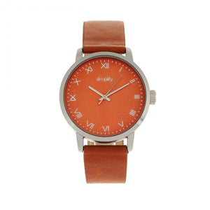 Simplify The 4200 Leather-Band Watch - Orange - SIM4203