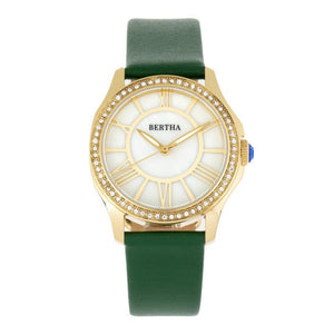 Bertha Donna Mother-of-Pearl Leather-Band Watch