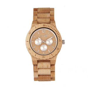 Earth Wood Bonsai Bracelet Watch w/Day/Date - Khaki-Tan - ETHEW5301
