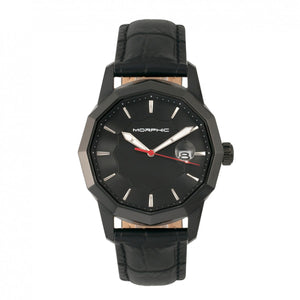 Morphic M56 Series Leather-Band Watch w/Date - Black - MPH5606