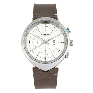 Breed Tempest Chronograph Leather-Band Watch w/Date - Grey/White - BRD8602