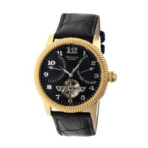 Heritor Automatic Piccard Semi-Skeleton Leather-Band Watch