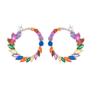 Elegant Confetti Paris Women's 18k Gold Plated Rainbow Flared Hoop Fashion Earrings