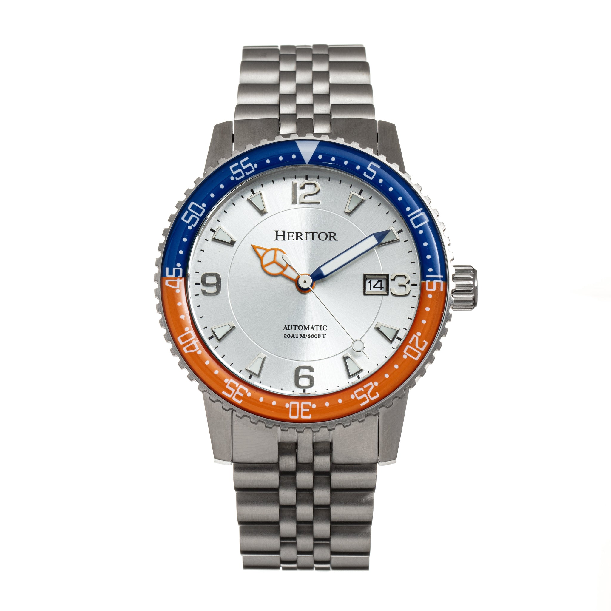 Heritor Automatic Dominic Bracelet Watch w/Date - Blue&Orange/Silver - HERHR9802