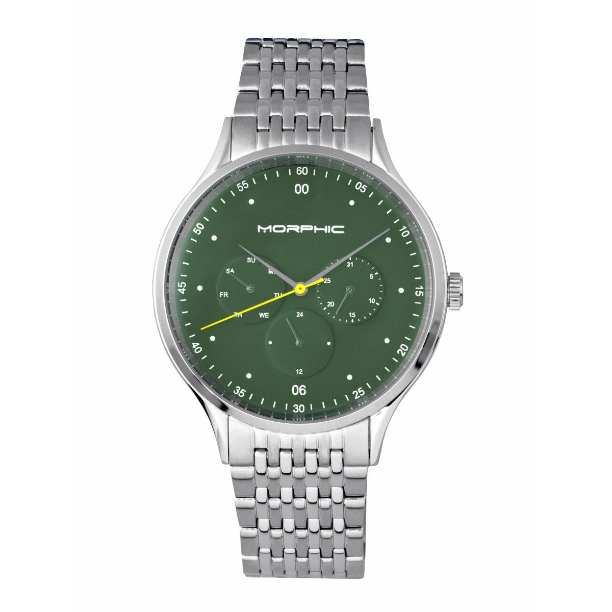 Morphic M65 Series Bracelet Watch w/Day/Date - Silver/Green - MPH6502