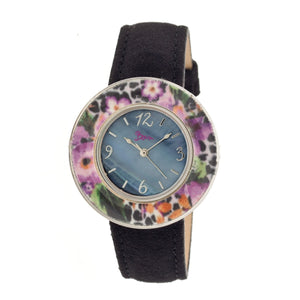 Boum Bouquet Floral-Ring Leather-Band Ladies Watch - Black/Pink - BOUBM2805