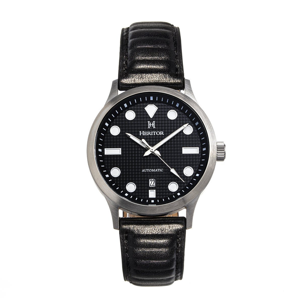 Heritor Automatic Bradford Leather-Band Watch w/Date - Black - HERHS1102