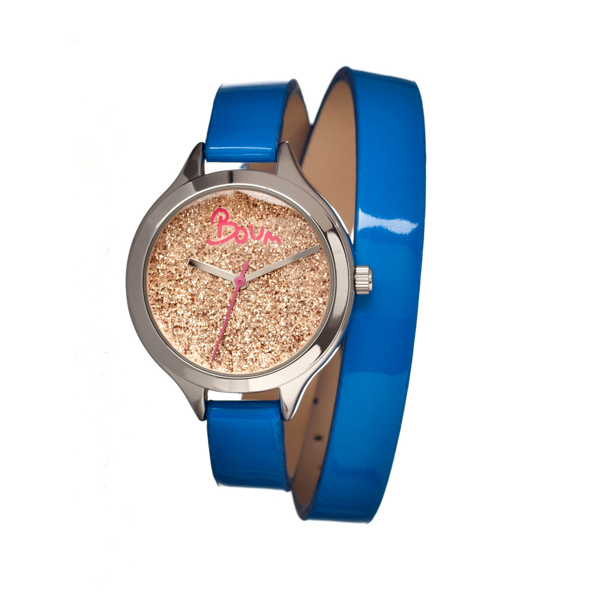 Boum Confetti Glitter-Dial Dual-Wrap Ladies Watch - Blue - BOUBM1204