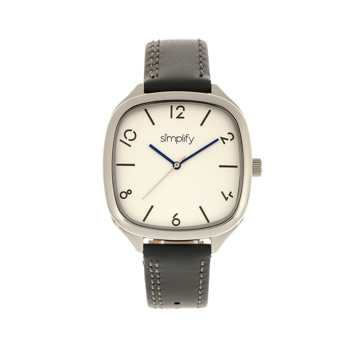 Simplify The 3500 Leather-Band Watch - Silver/Charcoal - SIM3502