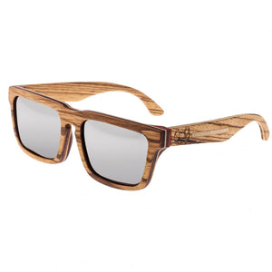 Earth Wood Pensacola Polarized Sunglasses - Zebra & Maple/Silver - ESG030ZM
