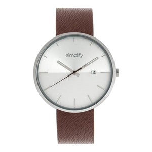 Simplify The 6400 Leather-Band Watch w/Date