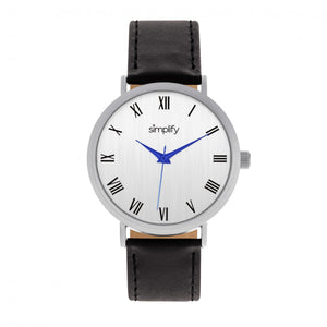 Simplify The 2900 Leather-Band Watch - Silver/Black - SIM2901