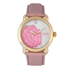 Bertha Daphne MOP Leather-Band Ladies Watch - Light Pink/White - BTHBR4605