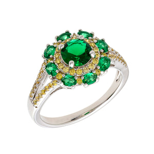 Elegant Confetti Paris Women's 18k Gold Plated Floral Halo Fashion Ring
