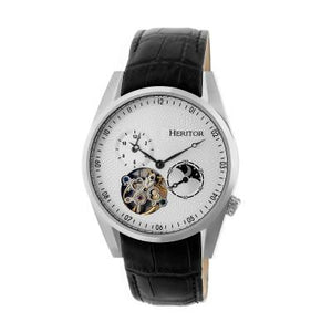Heritor Automatic Alexander Semi-Skeleton Leather-Band Watch