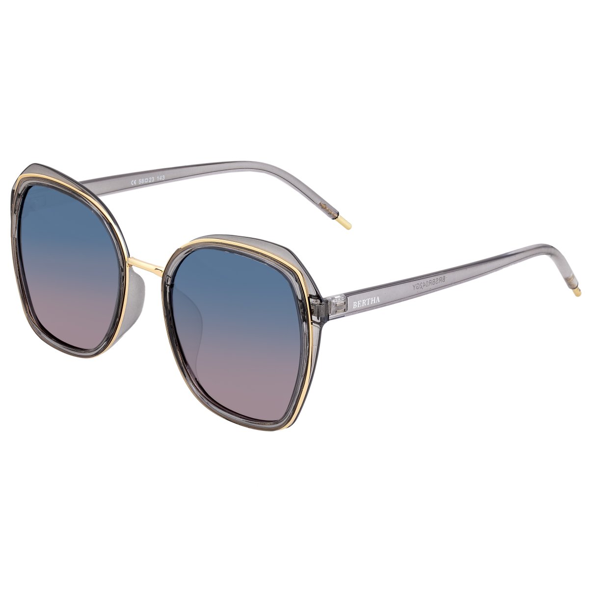 Bertha Jade Polarized Sunglasses - Grey/Blue - BRSBR042GY