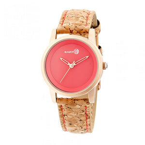 Earth Wood Canopies Leather-Band Watch - Rose Gold/Red - ETHEW2904