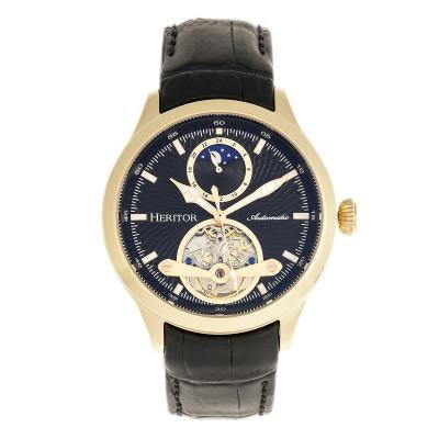 Heritor Automatic Gregory Semi-Skeleton Leather-Band Watch