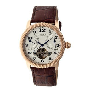 Heritor Automatic Piccard Semi-Skeleton Leather-Band Watch