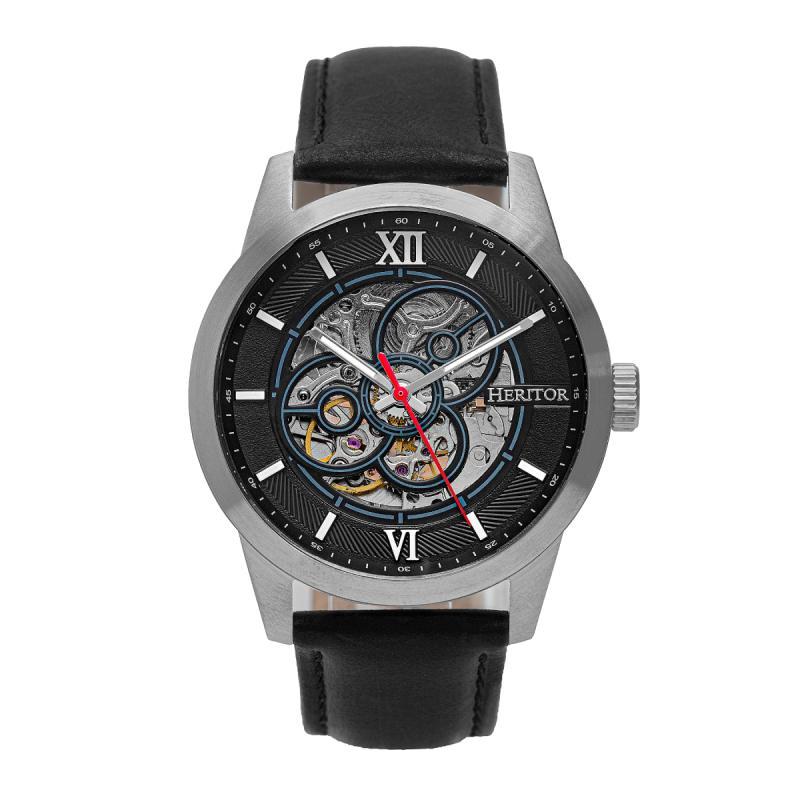 Heritor Automatic Jonas Leather-Band Skeleton Watch