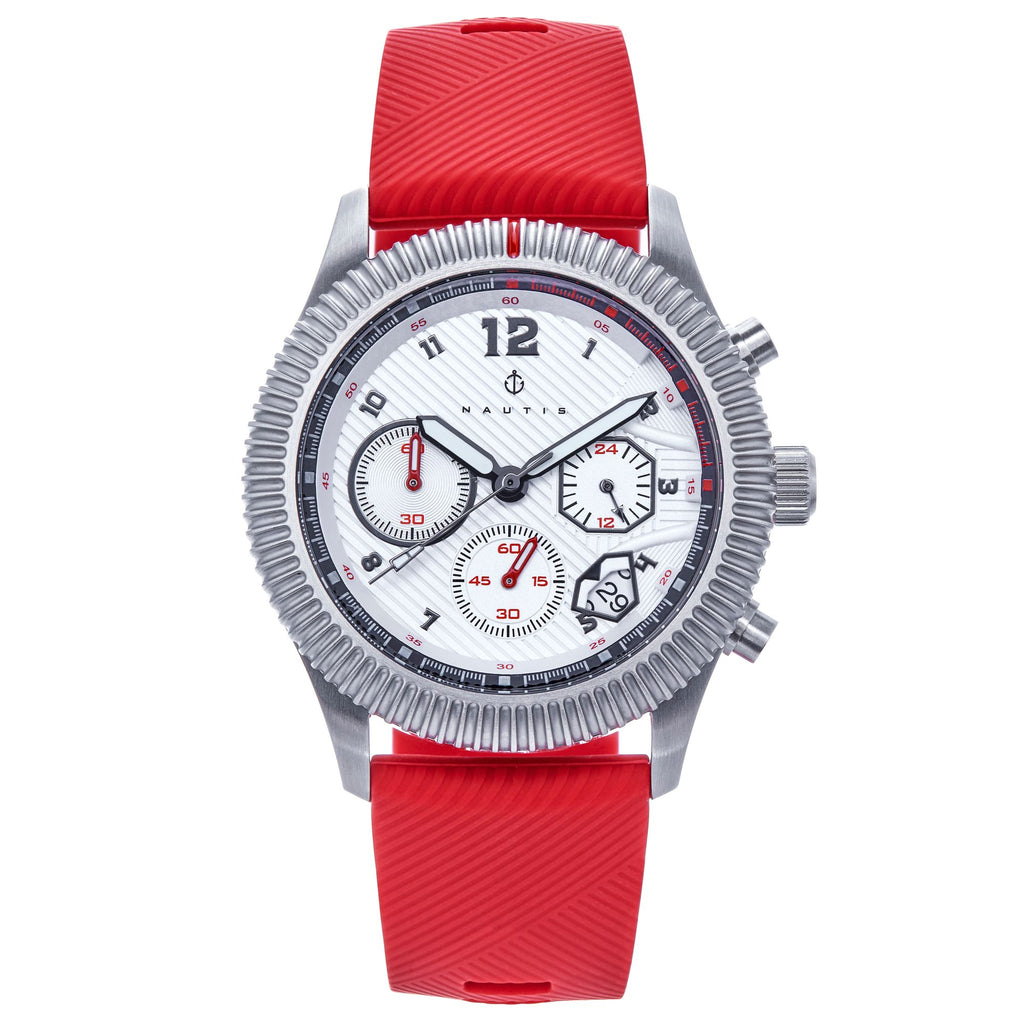 Nautis Meridian Chronograph Strap Watch w/Date - Red - NAUN100-2