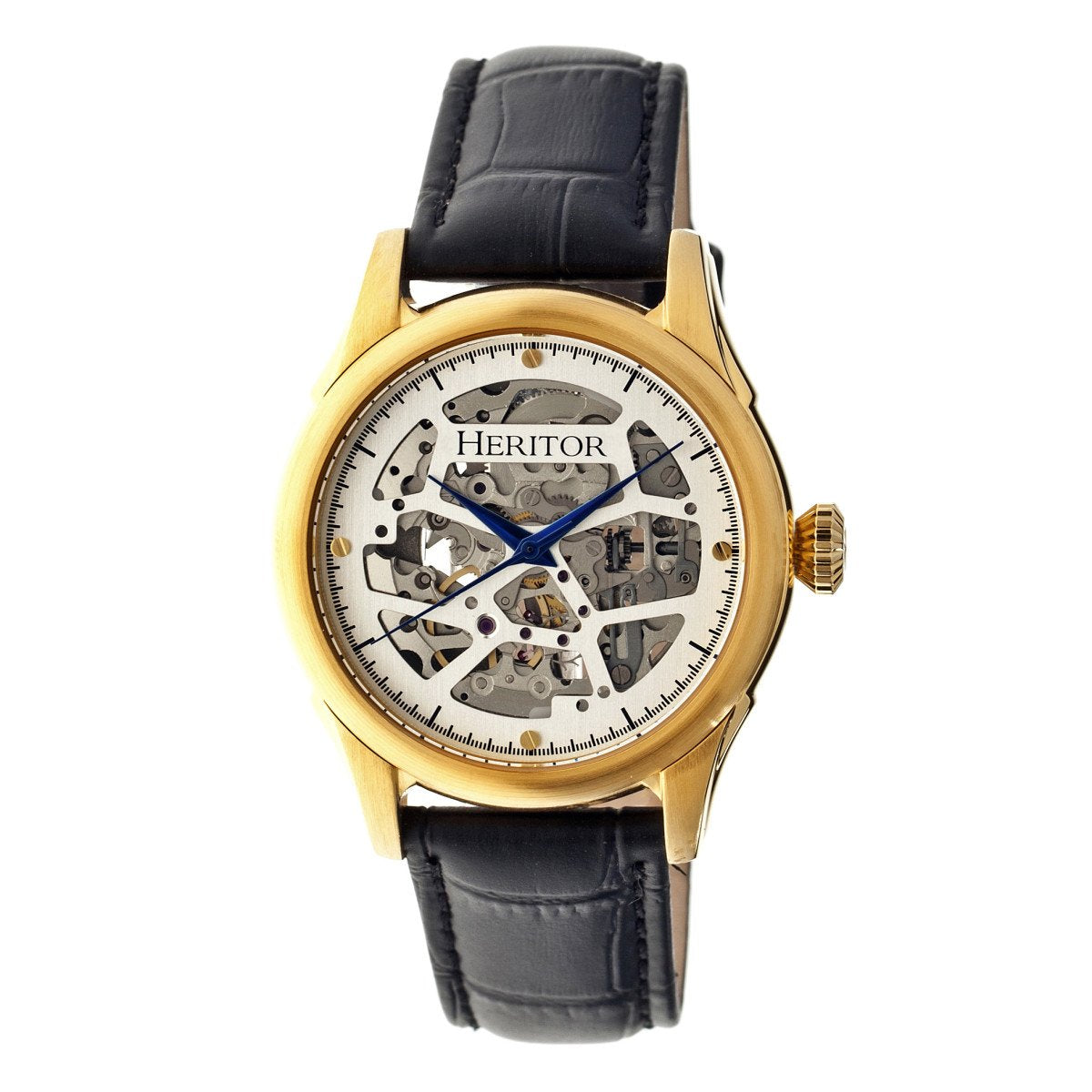 Heritor Automatic Nicollier Skeleton Leather-Band Watch - Gold/Black - HERHR1903