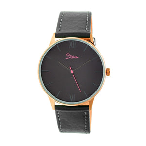 Boum Dimanche Leather-Strap Watch - Charcoal - BOUBM4606