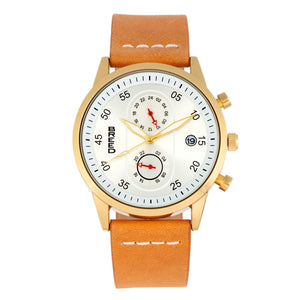 Breed Andreas Leather-Band Watch w/ Date - Gold/Camel - BRD8706