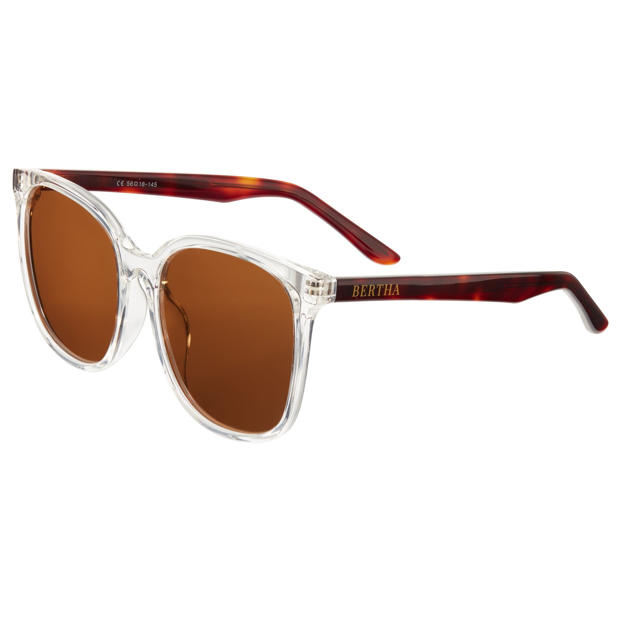 Bertha Avery Polarized Sunglasses - Clear/Brown - BRSBR050C5