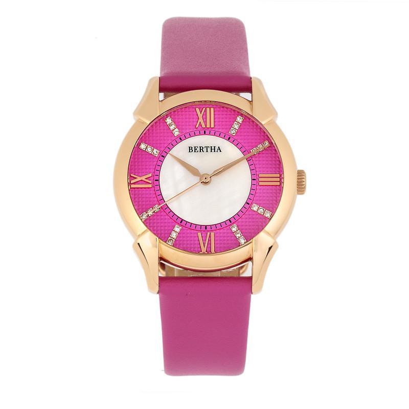 Bertha Ida Mother-of-Pearl Leather-Band Watch