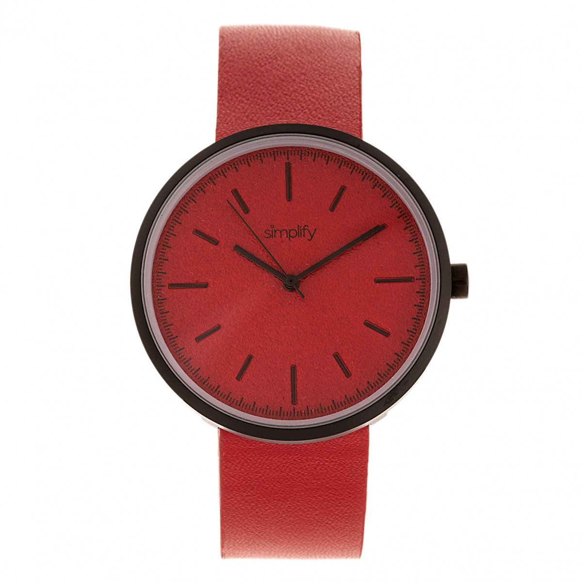 Simplify The 3000 Leather-Band Watch - Red - SIM3002