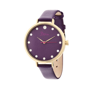 Boum Perle Leather-Band Watch - Gold/Purple - BOUBM5102