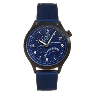 Morphic M44 Series Dual-Time Leather-Band Watch w/ Retrograde Date