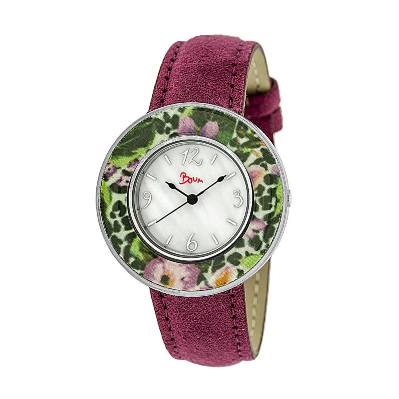 Boum Bouquet Floral-Ring Leather-Band Ladies Watch