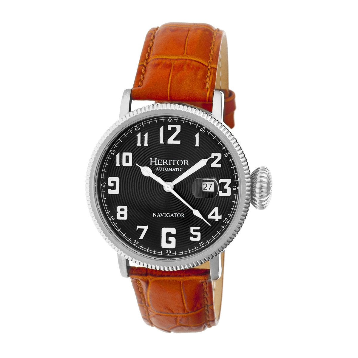 Heritor Automatic Olds Leather-Band Watch - Silver/Black/Camel - HERHR3204