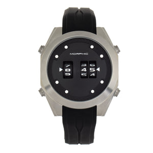 Morphic M76 Series Drum-Roll Strap Watch - Silver/Black - MPH7601